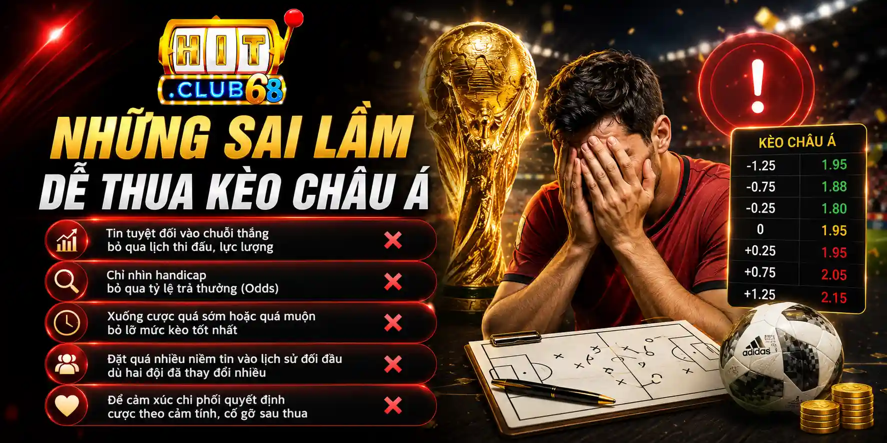 Những sai lầm khiến người chơi dễ thua kèo châu Á Hitclub
