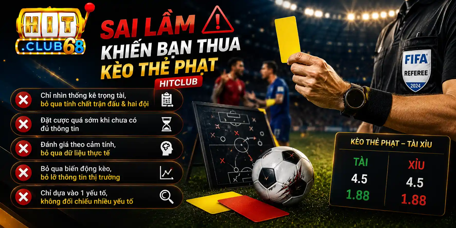 Sai lầm khiến người chơi thua kèo thẻ phạt Hitclub